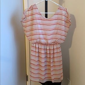 Cream and coral flouncy spring dress